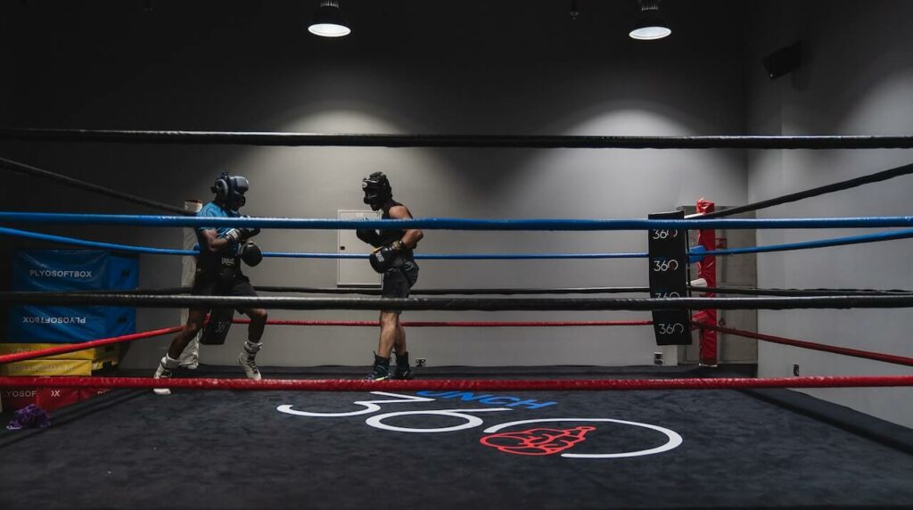 Sparring in the gym